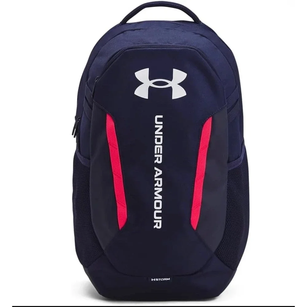 Under Armour Hustle 5.0 Backpack Navy Red‎ UA Storm Water Repellent Laptop